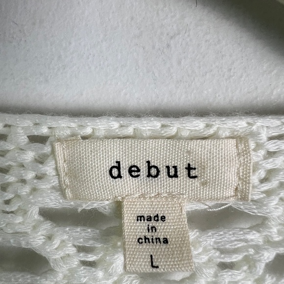 Debut Large Cream Crochet Knit Colorful Patchwork Open Sweater Bohemian Prairie - Picture 8 of 10